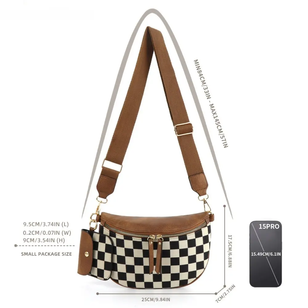 Only Self Pickup---Ladies' Trendy Checkerboard Pattern Portable