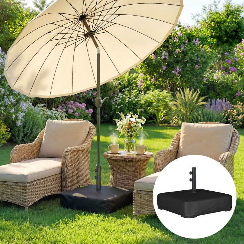 Garden Parasol Base 176 Lbs Sand Filled Heavy Duty Stand For Cantilever Umbrellas And 1.9 Poles Black