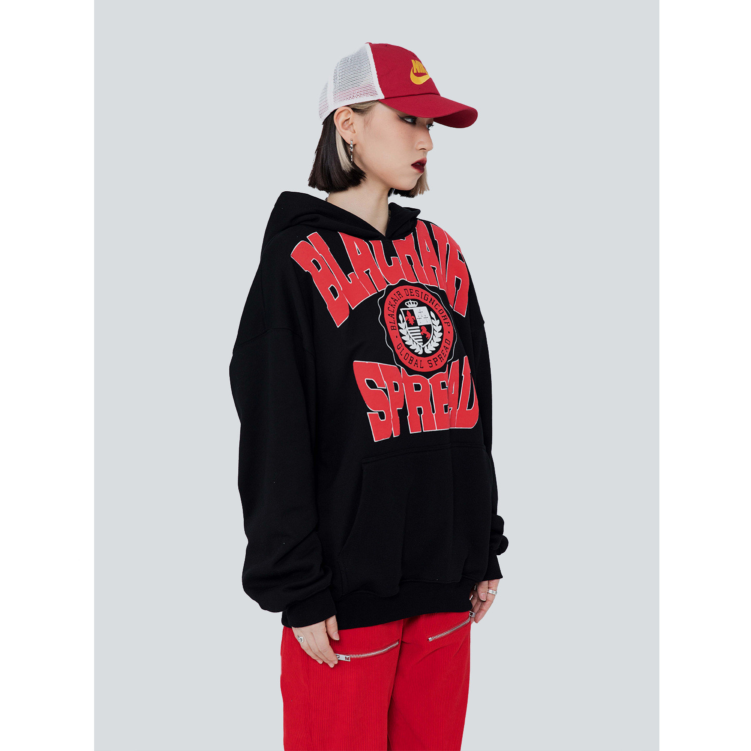 Fashion  Printing Loose Hoodie Foam Printed Letter