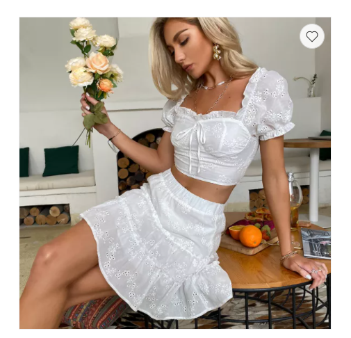 Summer New Style Square Neck Tight-fitting Lace Short Blouse Half Skirt Two-piece Suit