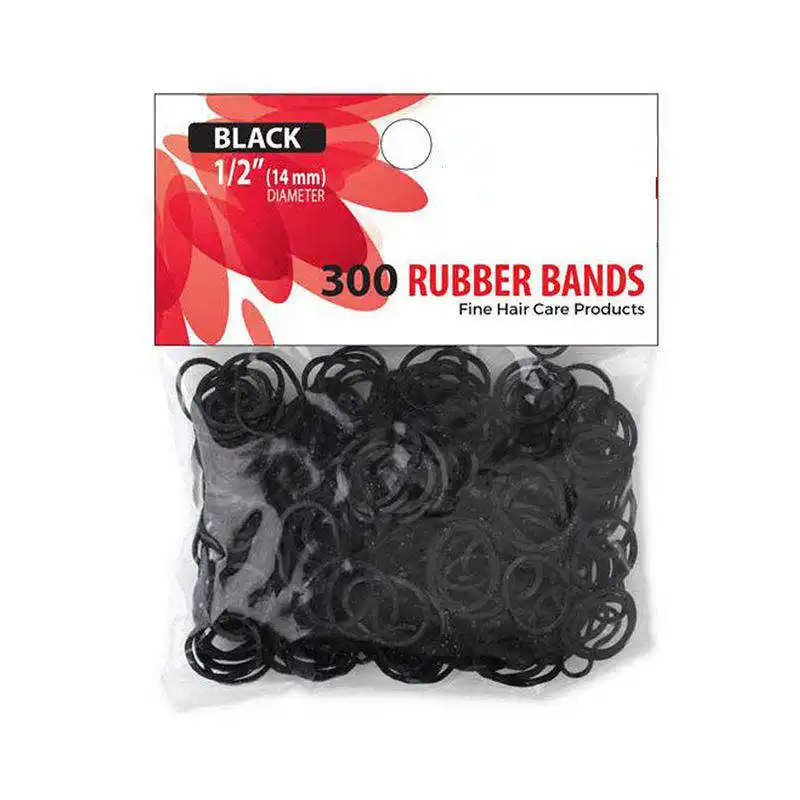 Rubber Bands 15mm, 300 Black Elastic Hair