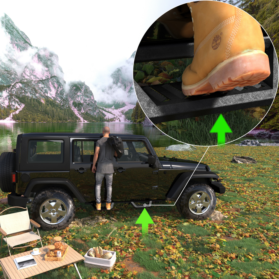 Bars Running Boards Compatible With Wrangler JK 4 Doors