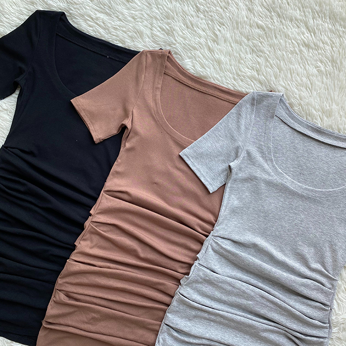Pleated Asymmetric Short Sleeve Dress, picture 6 of 10