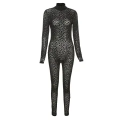Fashion Sexy Slim Back Zipper Casual Jumpsuit - Black - View 1
