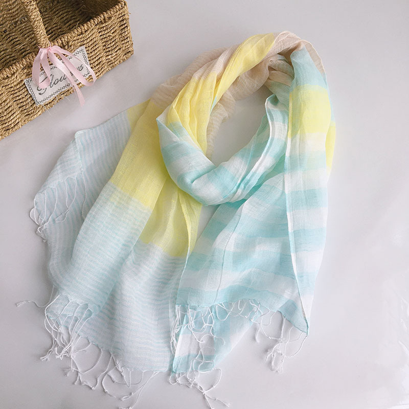Spring Summer Cotton Linen Thin Lightweight Breathable Scarf