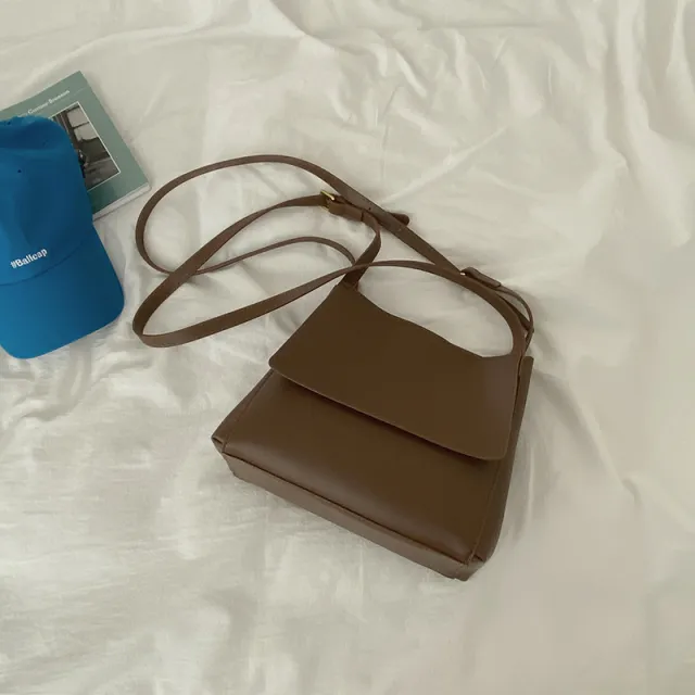 Vintage Leather Briefcase Diagonal Underarm Bag Brown - Shop at LoveMi