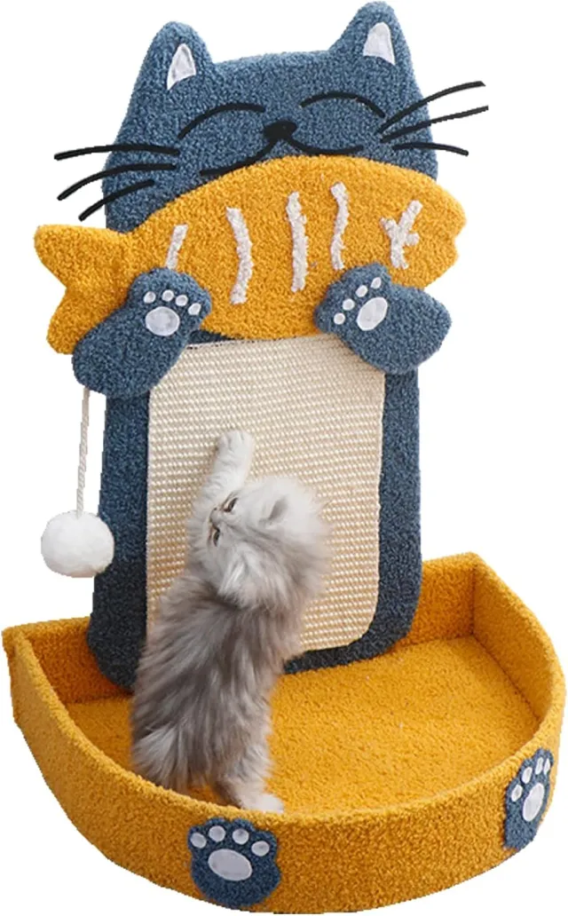 Sisal Scratch Posts With Hanging Ball, Cat Scratching Board With Cat Bed, Cat Eating Fish Shape Cat Scratch Pad For Indoor Cats Kitten Cat Nest M... Cat Nest Model - Shop at LoveMi