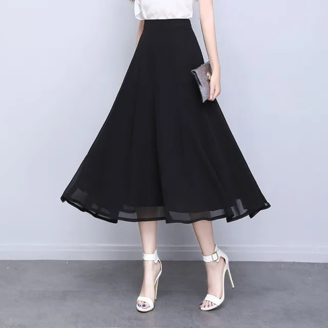 Half Skirt Women's Summer Chiffon Oversized Black - Shop at LoveMi