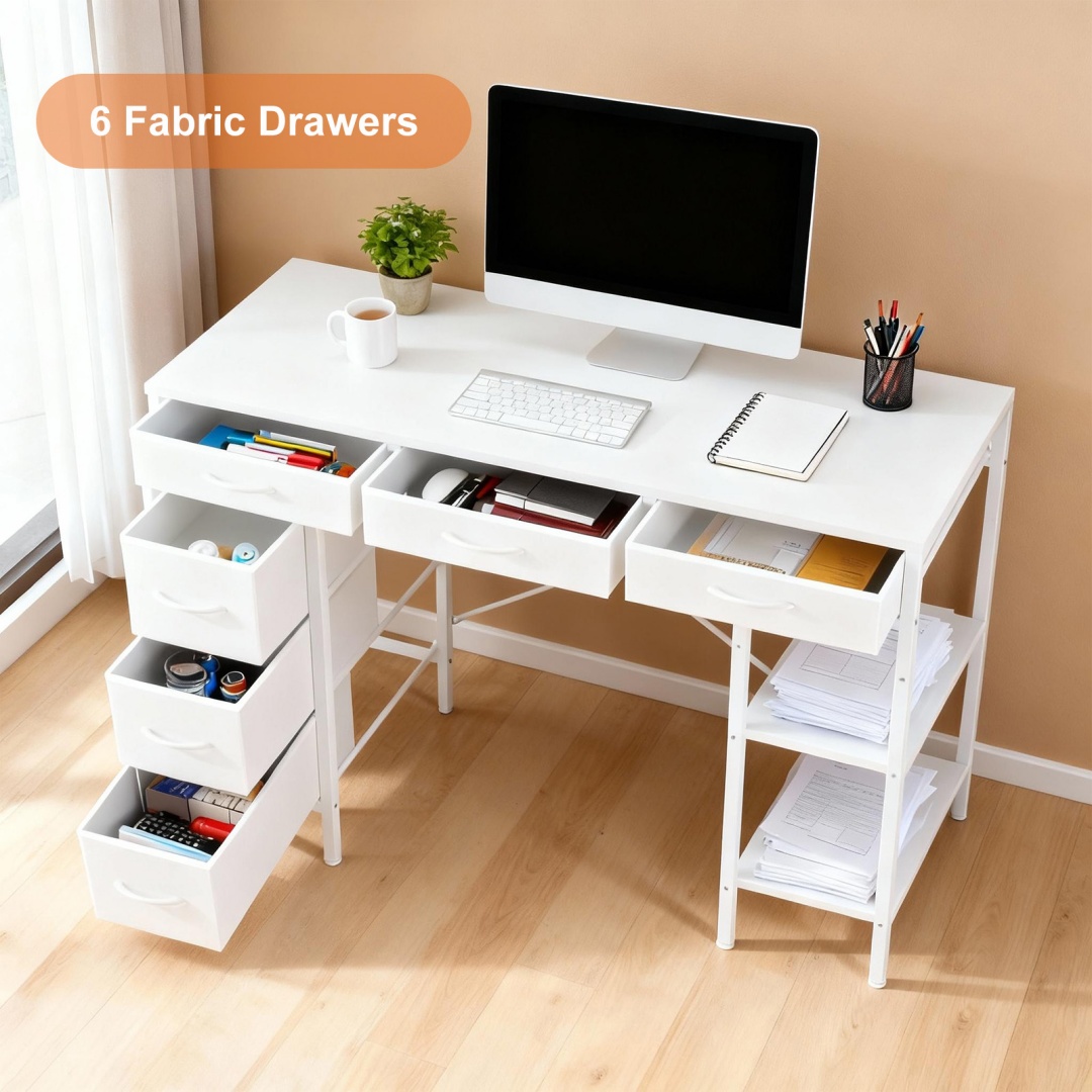 55-inch Computer Desk With 6 Drawers image 10