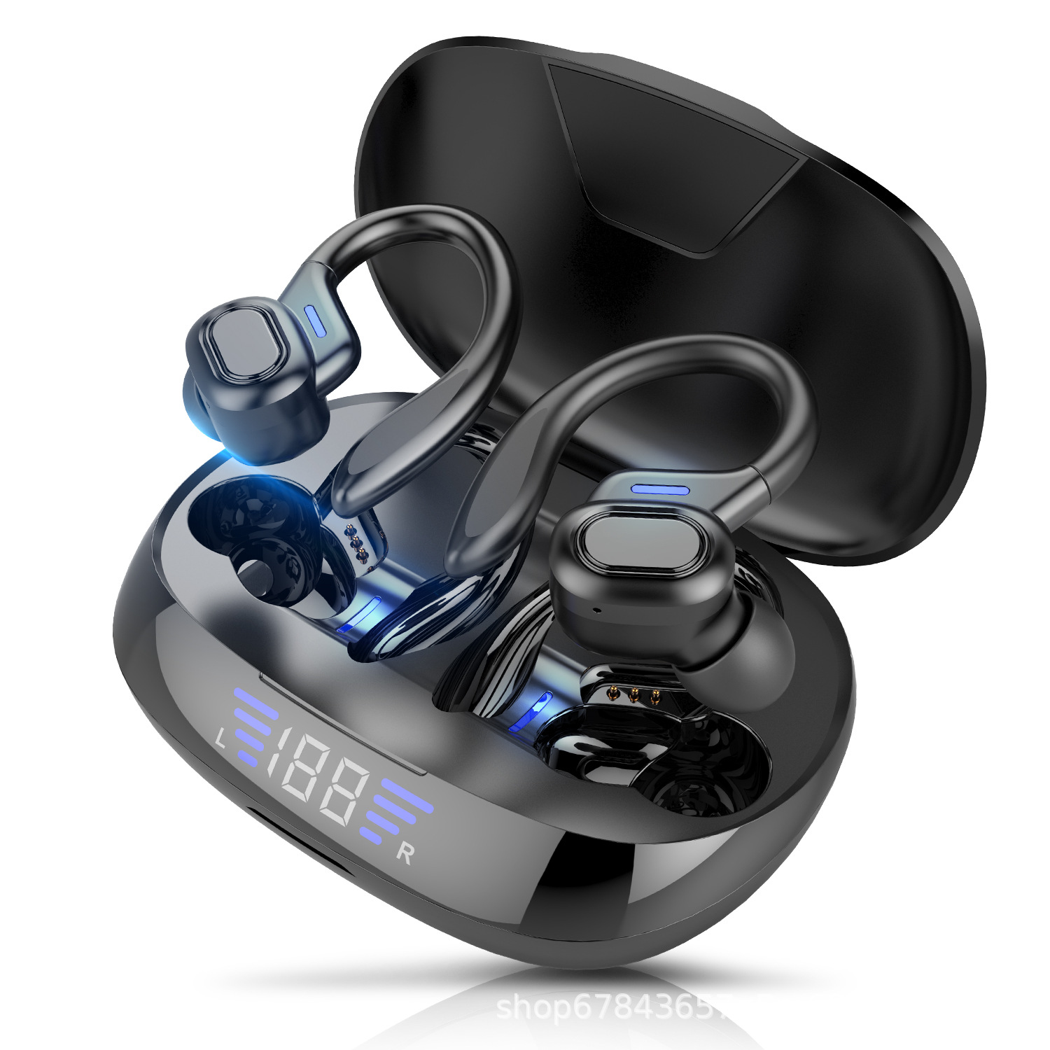 Bluetooth Headset Binaural Ear Hook Touch Headset With LED True Digital - Image 4