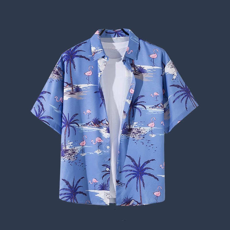 Title 14, Hawaiian Beach Flower Shirt Short Sleeve Mens ...