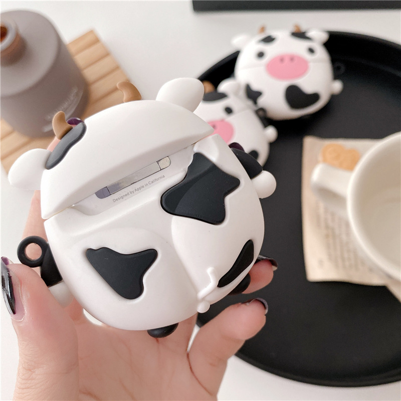 Cartoon Sitting Cow Headphone Cover For Wireless Bluetooth Silicone 1 2 Generation Protective Shell - Image 2