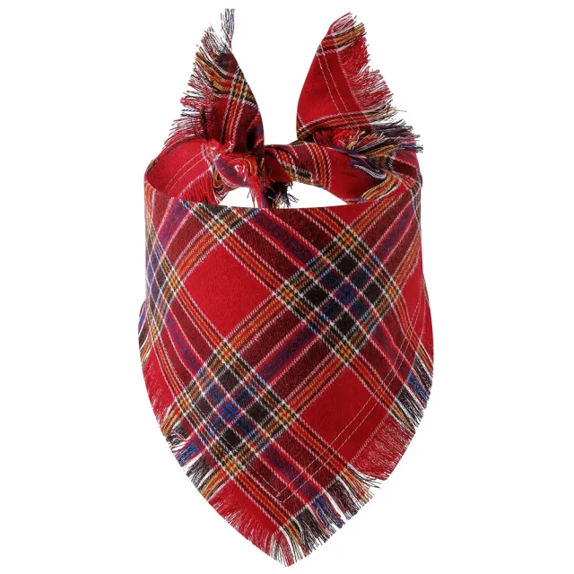 Plaid Tassel Triangle Scarf Pet Dog Pet 1Style - Shop at LoveMi
