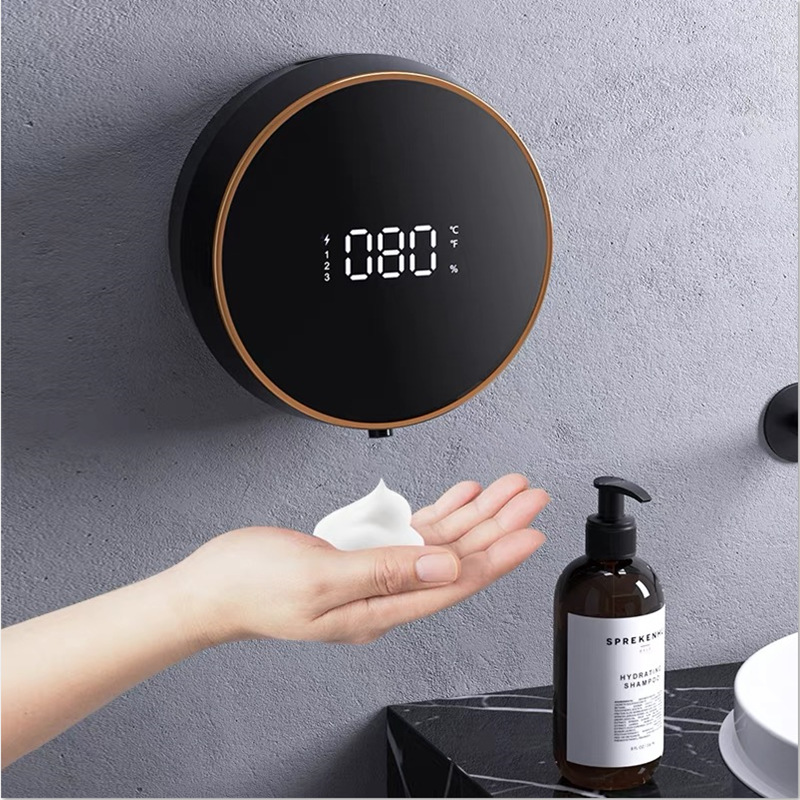 Automatic Sensor Soap Dispenser 300ml Black USB Rechargeable 180 Days Standby Electroplated Polished