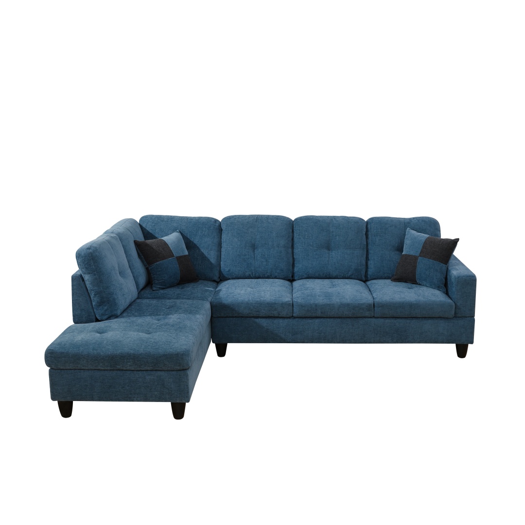 Pickup Only--Blue Flannel 3-Piece Couch Living Room Sofa Set
