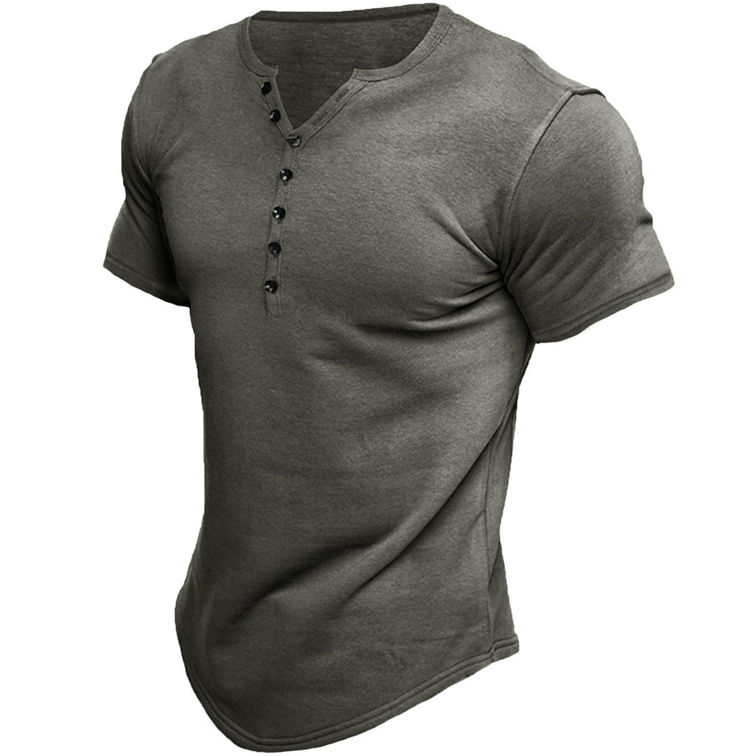 Title 4, Mens Henley Shirt Short Sleeve Solid Color Top...