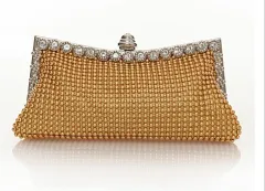 Aluminum Sheet Party Clutch Rhinestone Aluminum Beads - Gold - View 1