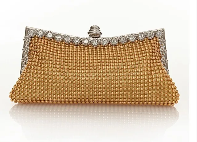 Aluminum Sheet Party Clutch Rhinestone Aluminum Beads Gold - Shop at LoveMi