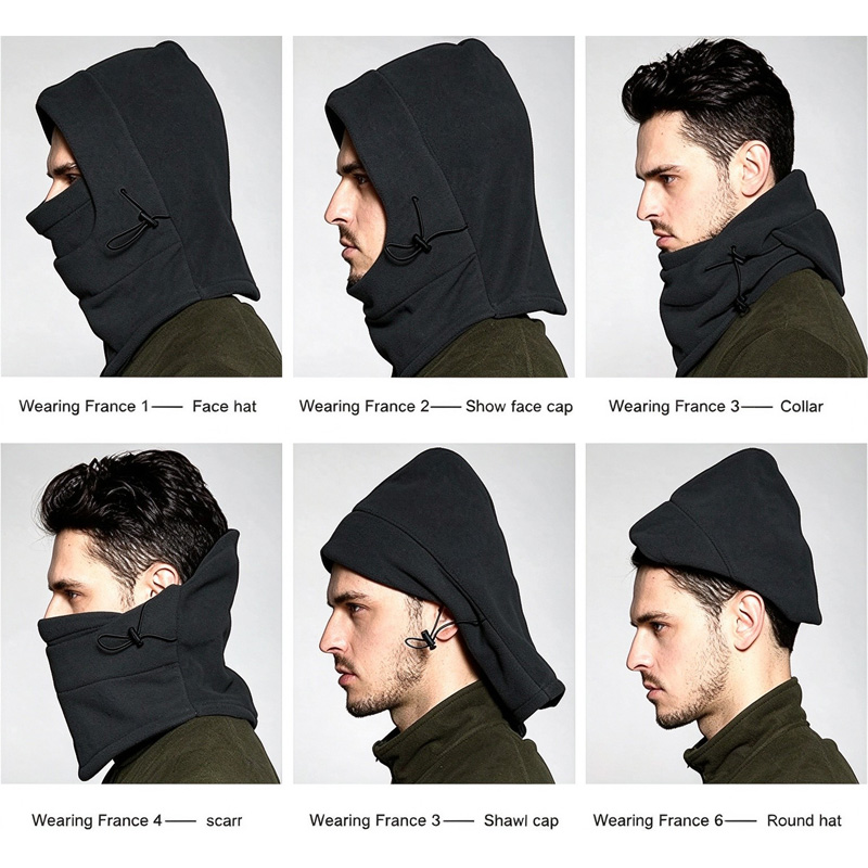 3-in-1 Fleece Balaclava, Black