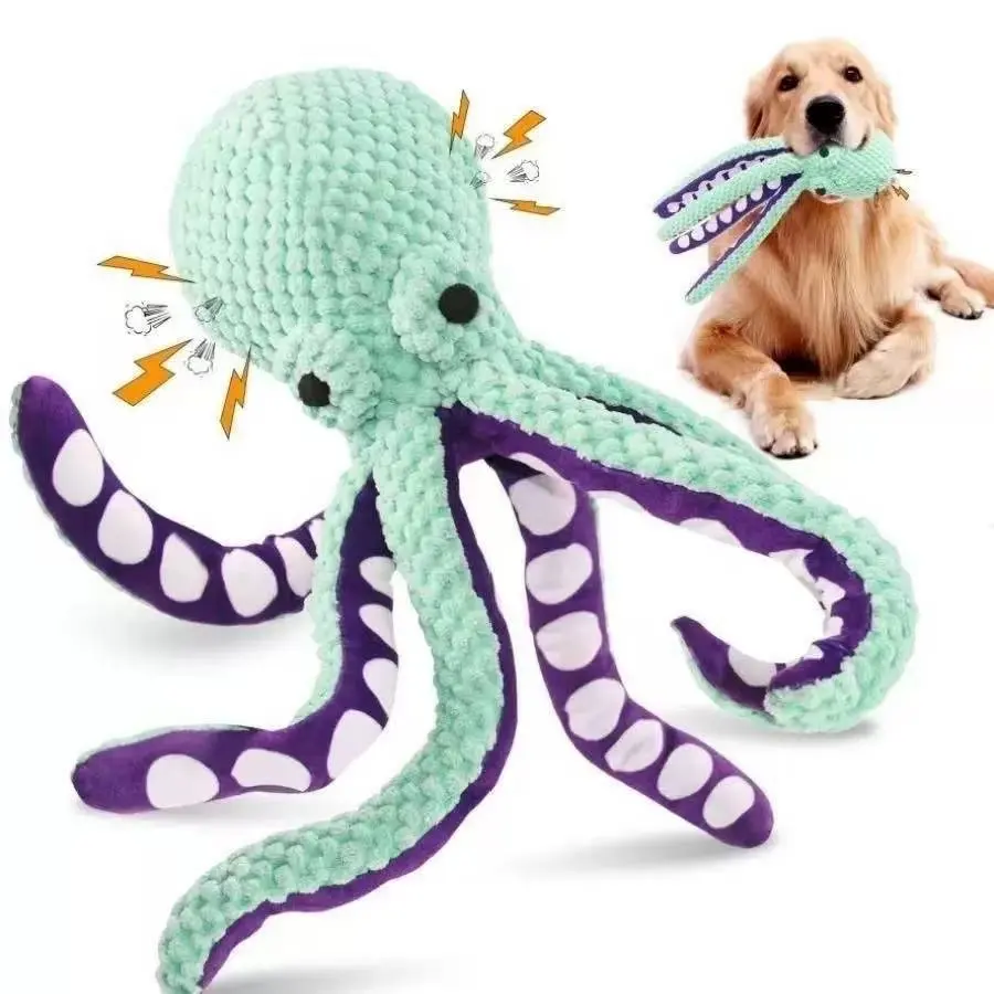 Squeaky Six-Legged Octopus Plush Chew Toy