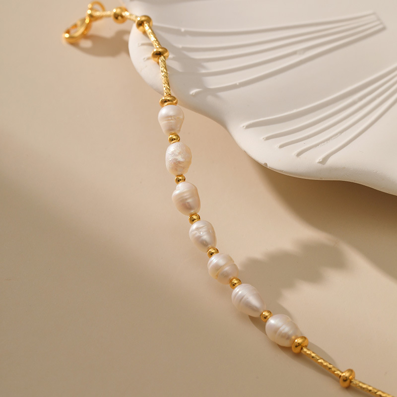 Pearl Gold Round Bead Copper Chain