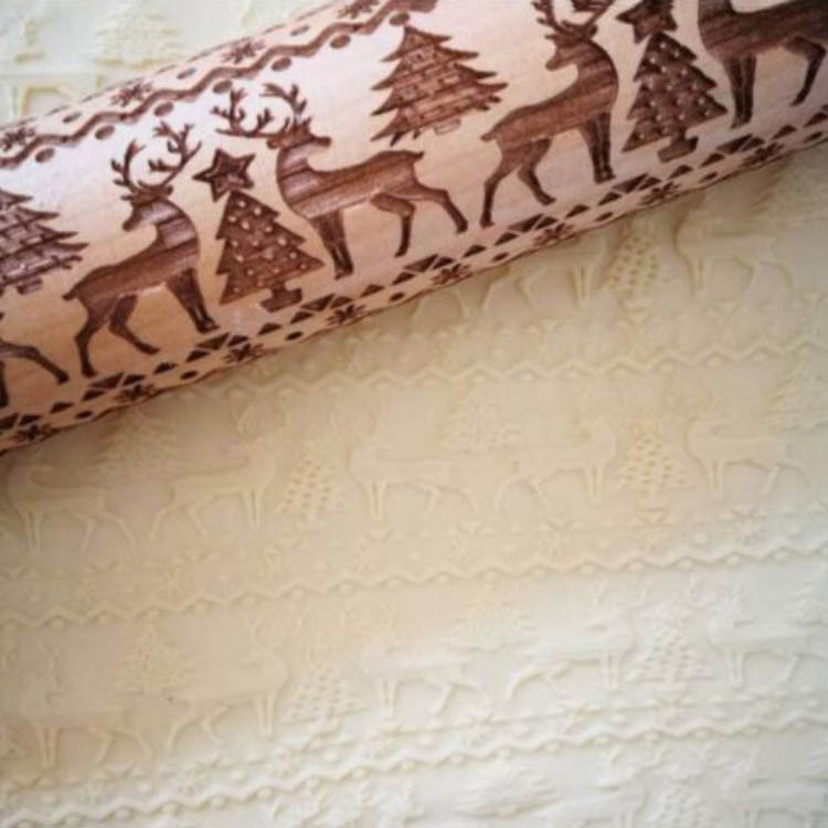 Title 4, Christmas Moose Print Rolling Pin Laser Engraving