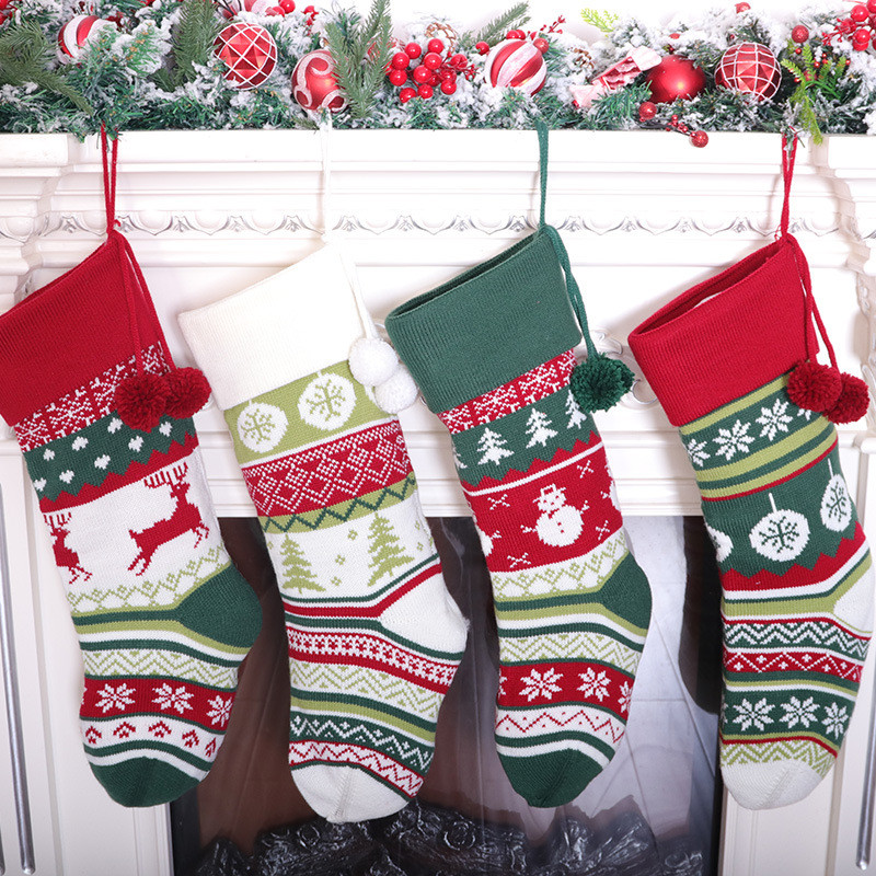 Christmas Decoration Knitted Christmas Stocking Candy Bag