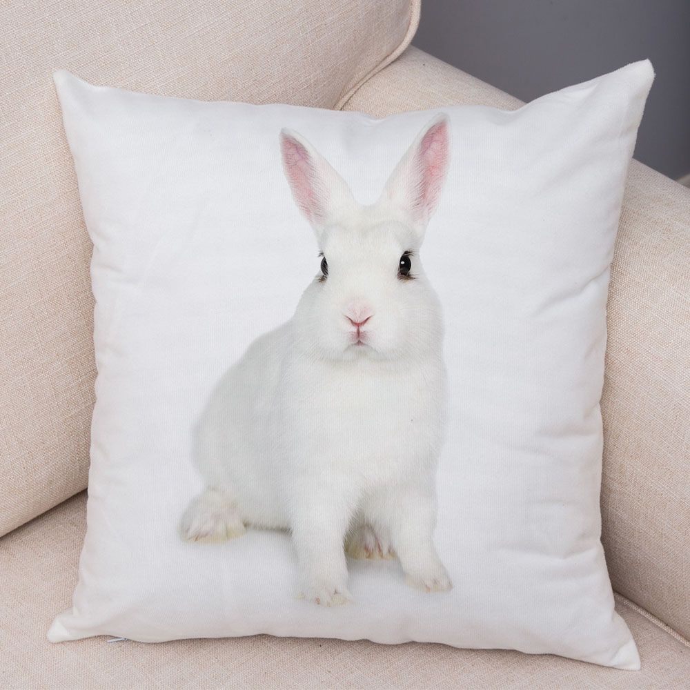Rabbit Pattern Linen Cushion Cover (A-45x45cm)