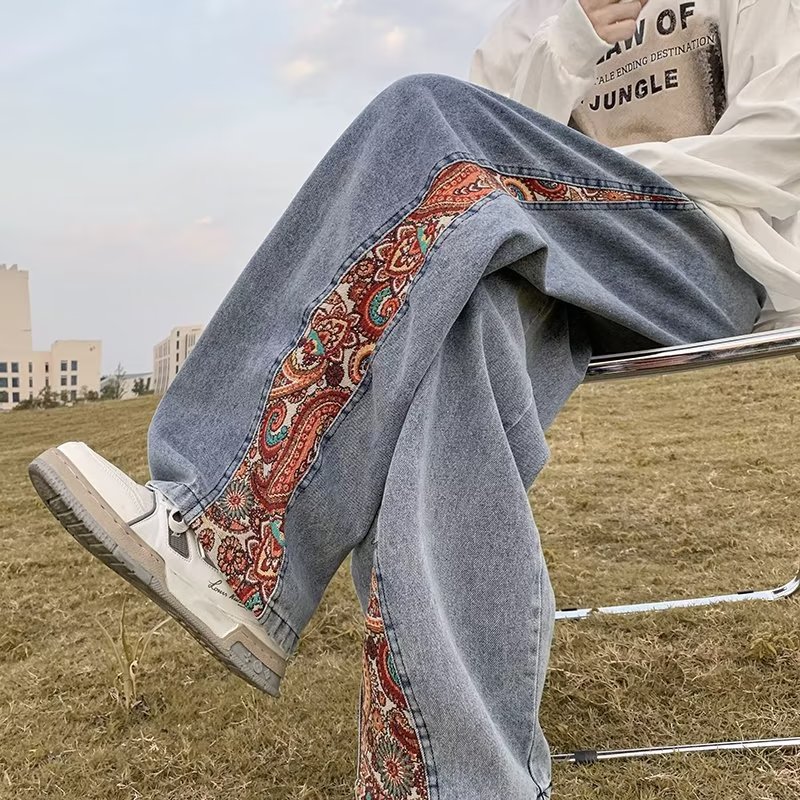 Fall Thin Ripped Jeans Men's Retro