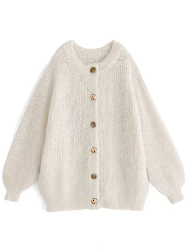 Women's Oversized Faux Cashmere Cardigan Sweater Gold Trim Clashing Button Knit Fashion Sweater Spring And Autumn Casual Fashion Cardigan Jacket ... White - Shop at LoveMi