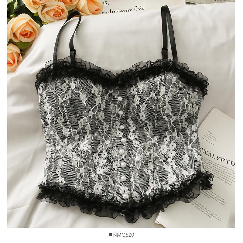 Title 7, Retro Strappy Short Decorative Small Camisole W...