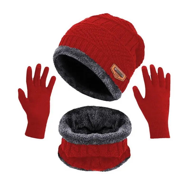 Warm Cashmere Padded Hat Scarf Gloves Set Of Three