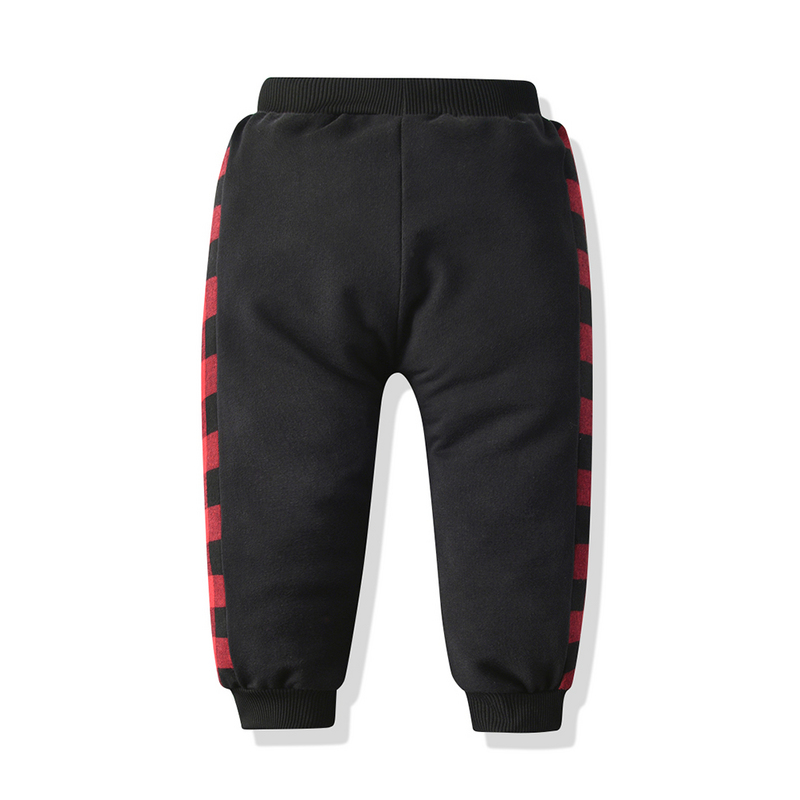 Two-piece Long-sleeved Sweater Stitching Red And Black Grid Trendy Trousers