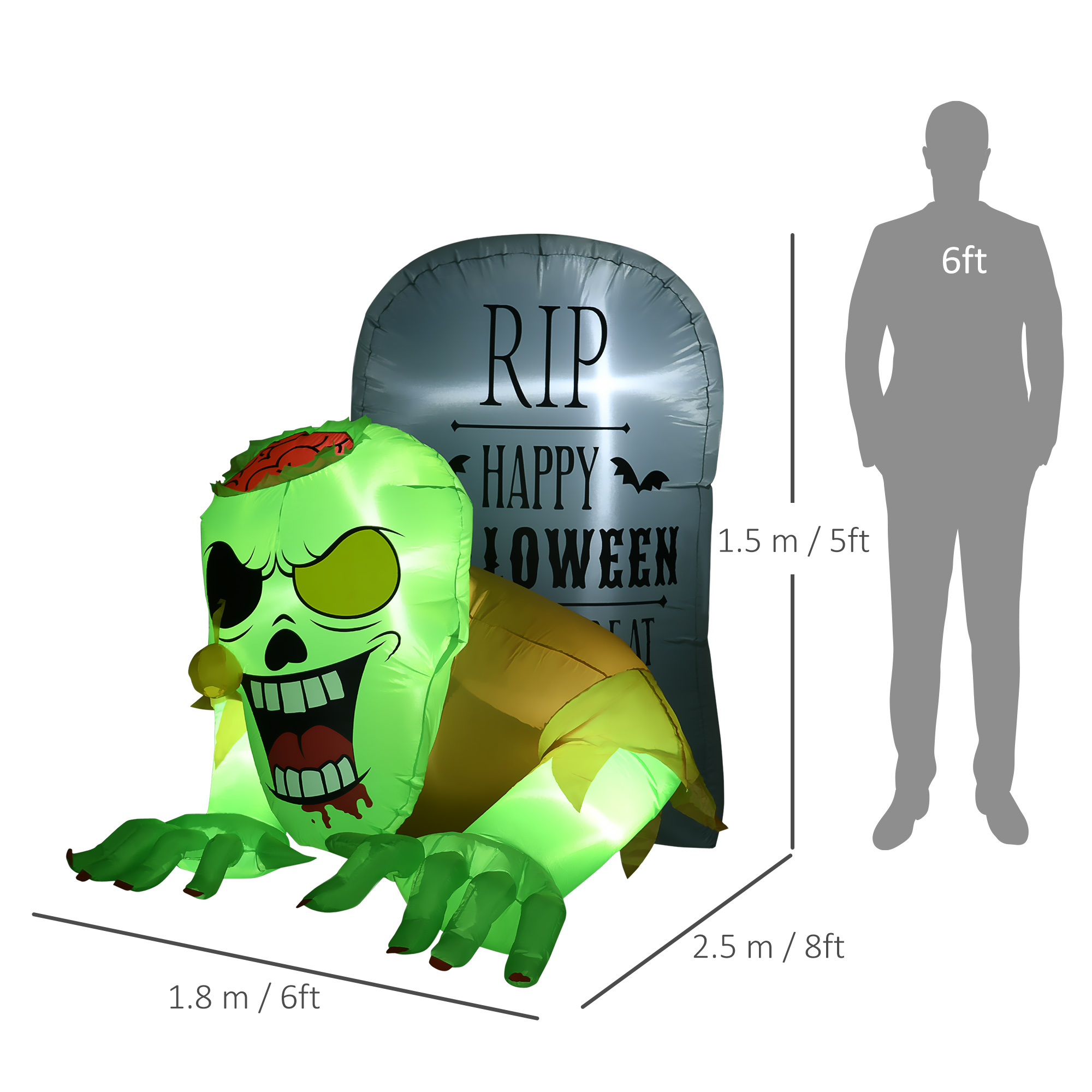 5FT Halloween Inflatables Ghost And Tombstone, Blow Up Outdoor Decorations — image 8
