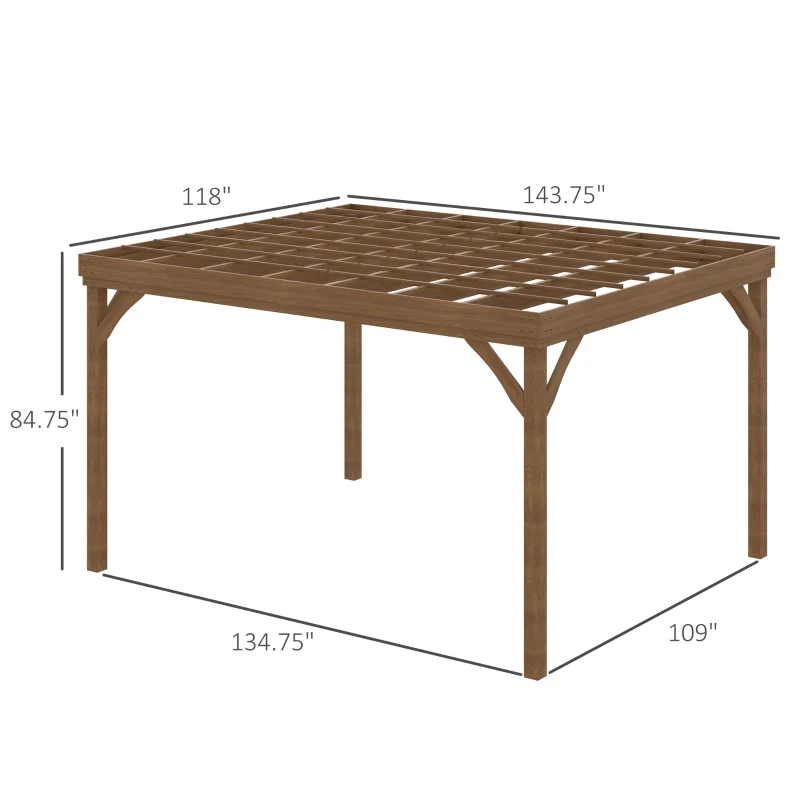 10' X 12' Outdoor Wooden Pergola, Grape Vine Gazebo With Concrete Anchors For Garden, Patio, Backyard, Deck, Brown Multiple Packages — foto 4