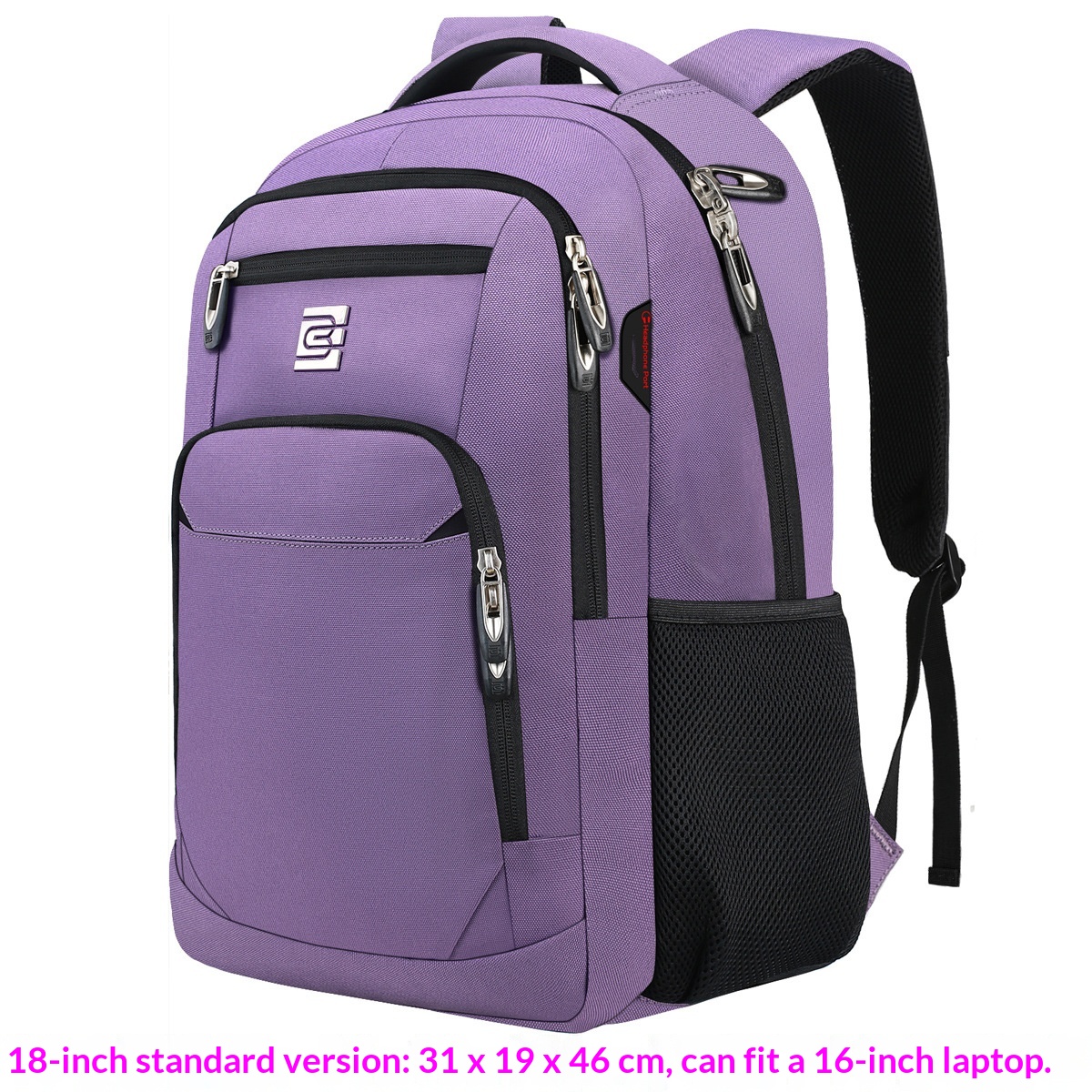 BC Men's Business Backpack Oxford Cloth Waterproof 16 Inch Large Capacity Multifunctional Computer Backpack Student Backpack Women's Purple Standard Edition