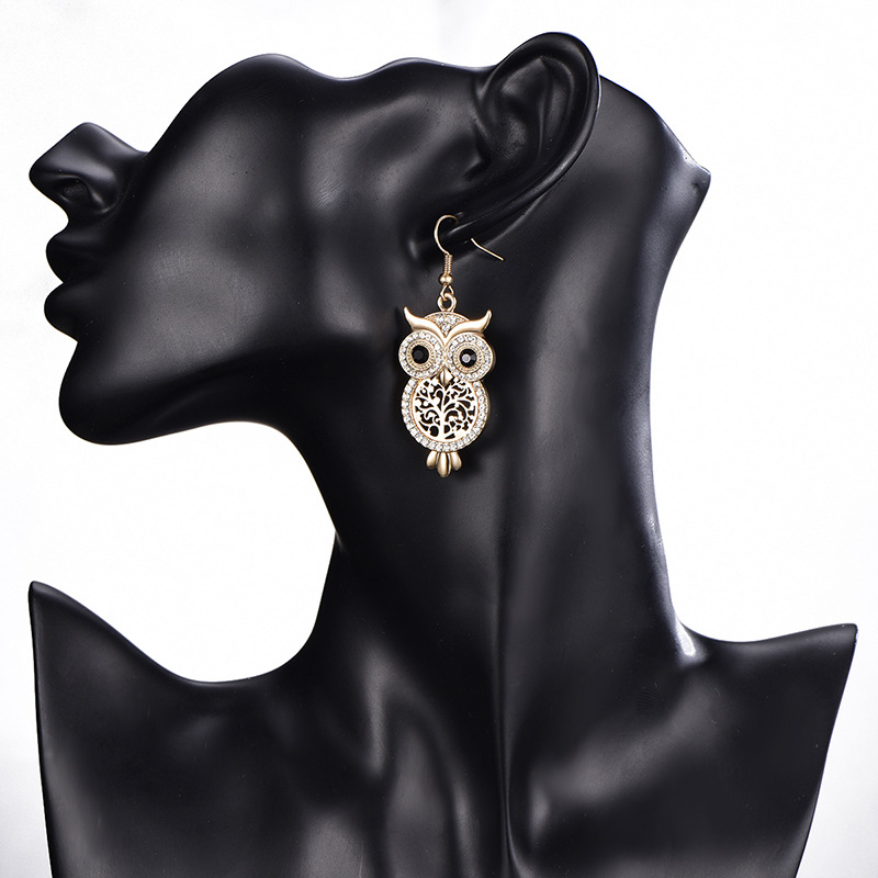 Fashion Personality Owl Ear Hook Punk Opal Earrings Alloy Earrings