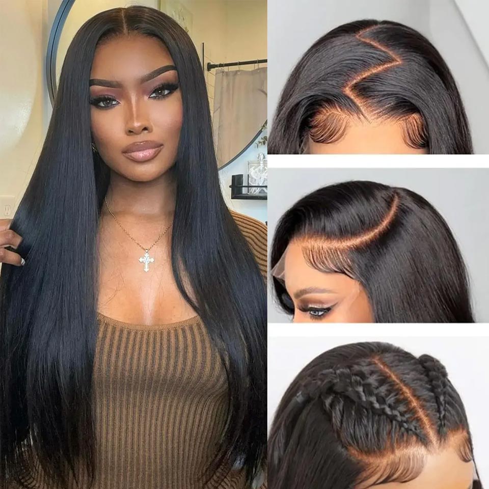 4x4 Lace Human Hair Wig Natural Color, Straight Texture, Density
