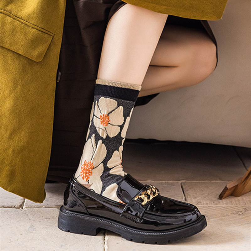 Black Women's Tube Socks Pure Cotton