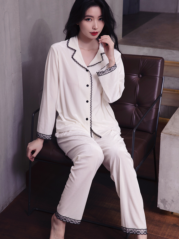 Long Sleeved Cardigan High Quality Home Service Autumn And Winter Two Piece Suit