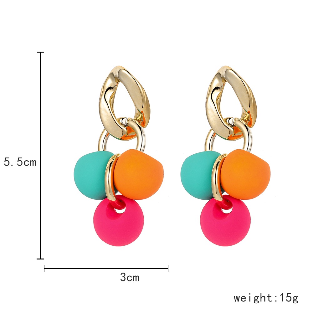 Personalized Fashion Fluorescent Colorful Candy Ball Exaggerated Earrings