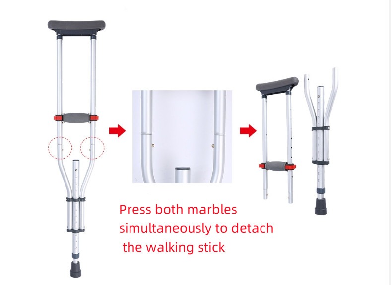 Adjustable Underarm Crutch Height Lightweight Aluminium Walking Aid — image 10