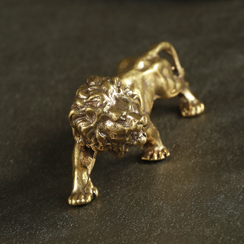 Title 4, Antique Pure Copper Solid Lion Small Pendent De...