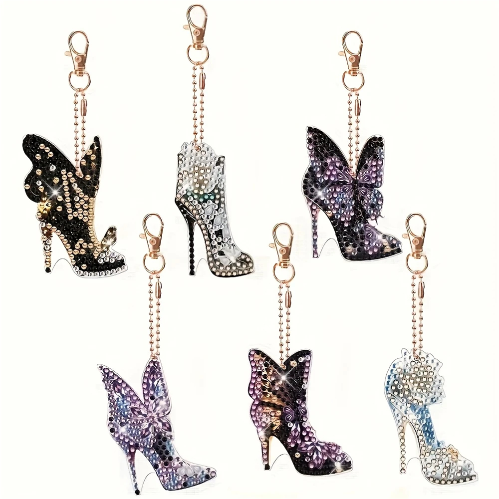 DIY Diamond Painting Keychain - High Heel Pattern, DIY Decoration, Diamond Kit Craft Supplies, Handmade Mosaic Painting Keychain DIY Set Suitable For Beginners, Creative Handmade Craft Gift Set
