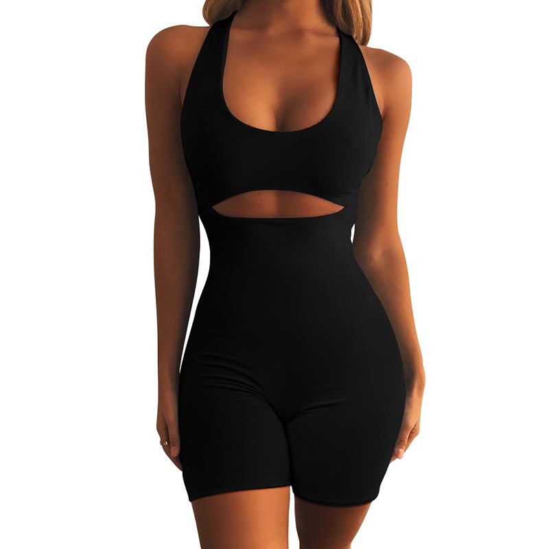 European And American Hollowed Out Slim Fit Women's Hip One-piece Shorts