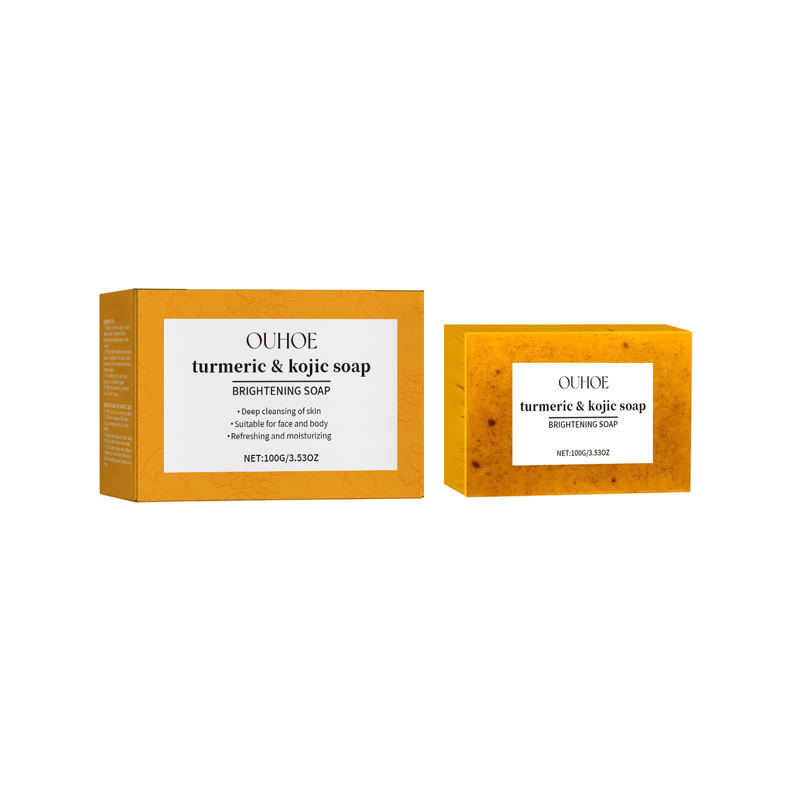 OUHOE Turmeric & Kojic Soap, Gentle Cleansing Skin Moisturiz