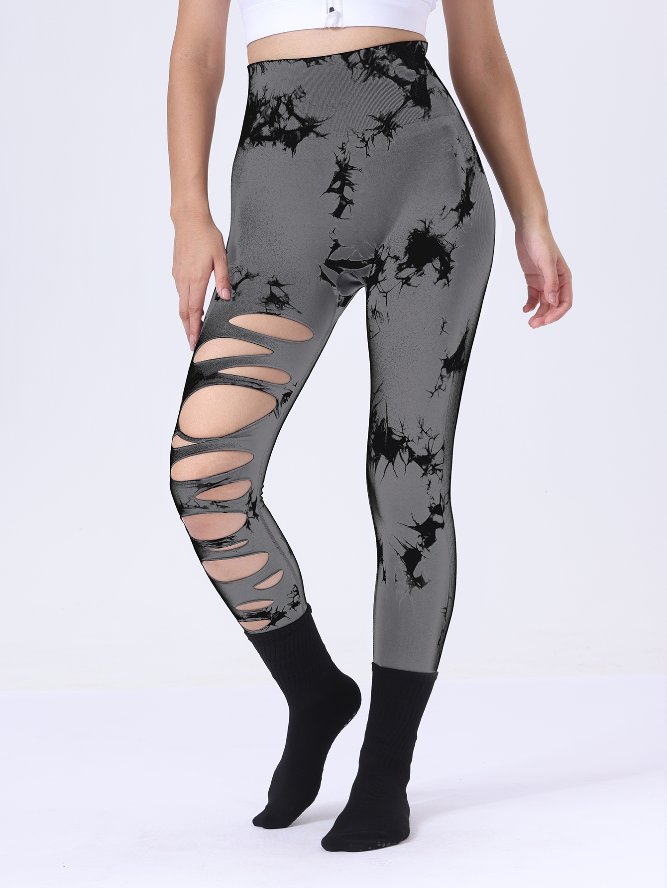 Pantalones Atléticos Levantamiento de Glúteos Yoga Gimnasio, Hueca Control Abdomen Control Deportes Leggings T - Imagen 12 de 19