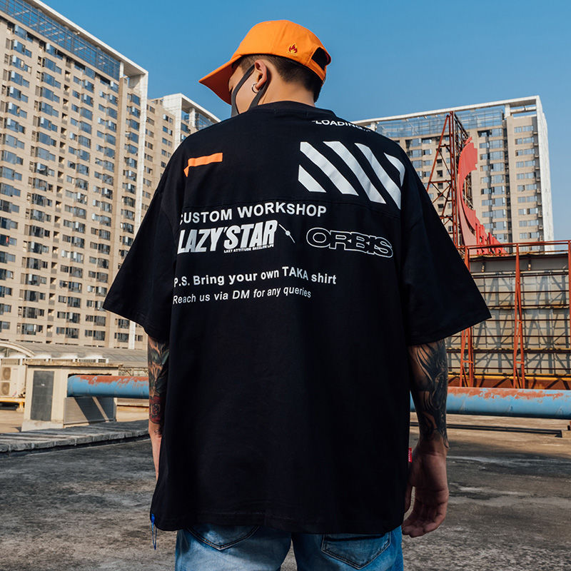 Loose Five-point Sleeve Hip-hop Couple Ins Short-sleeved T-shirt