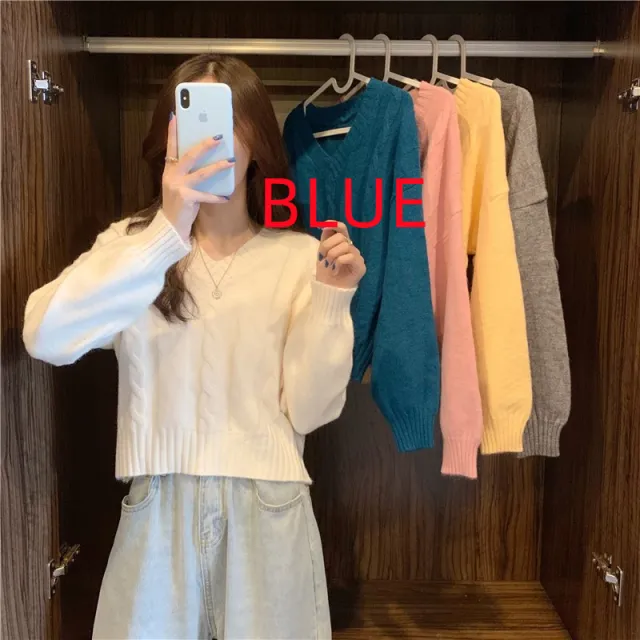 Women's Thread Loose Lazy Sweater Blue - Shop at LoveMi