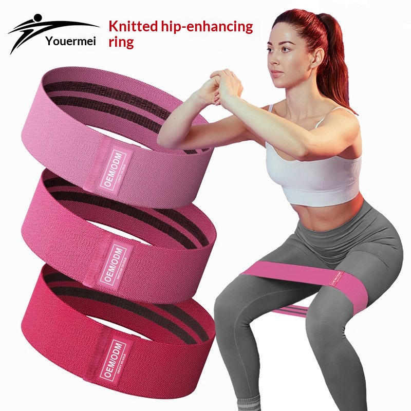 Cross-Border Knitted Hip Circle Fitness Yoga Butt Lift Circle Strength Training Squat Stretching Hip Training Tool Resistance Band